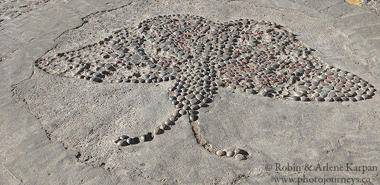 Butterfly pattern in the street of Angangueo, Mexico.