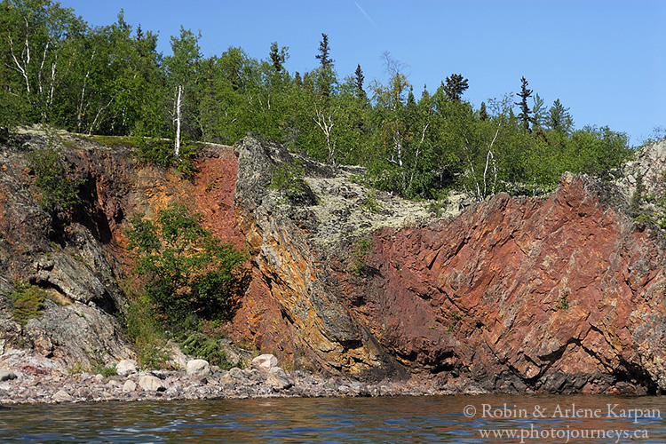 Colorful rocks, Johnston Island, north shore Lake Athabasca, Saskatchewan