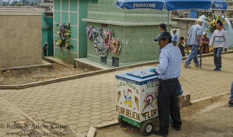 icecream salesman in the cemetery, Sumpongo, Guatemala