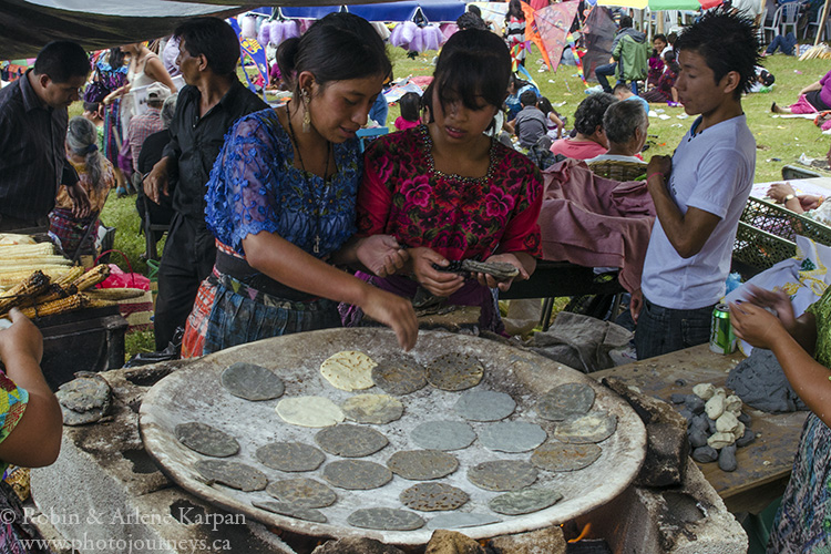 Cooking tortillas, Sumpango, Guatemala