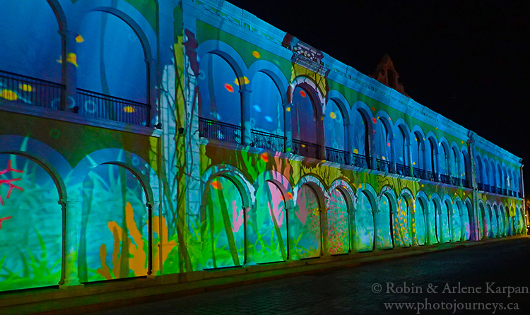 Sound and light show, centre square, Campeche