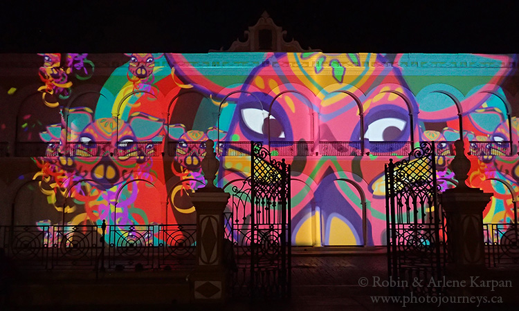 Sound and light show, centre square, Campeche