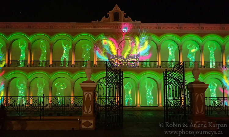 Sound and light show, centre square, Campeche