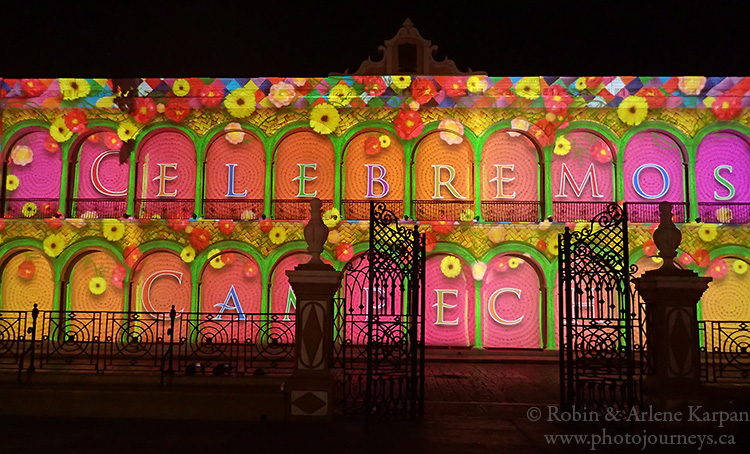 Sound and light show, centre square, Campeche